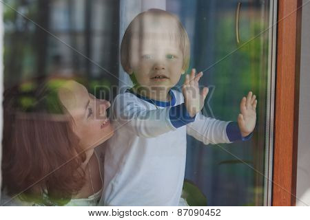 Young Beautiful Female and funny Child Portrait