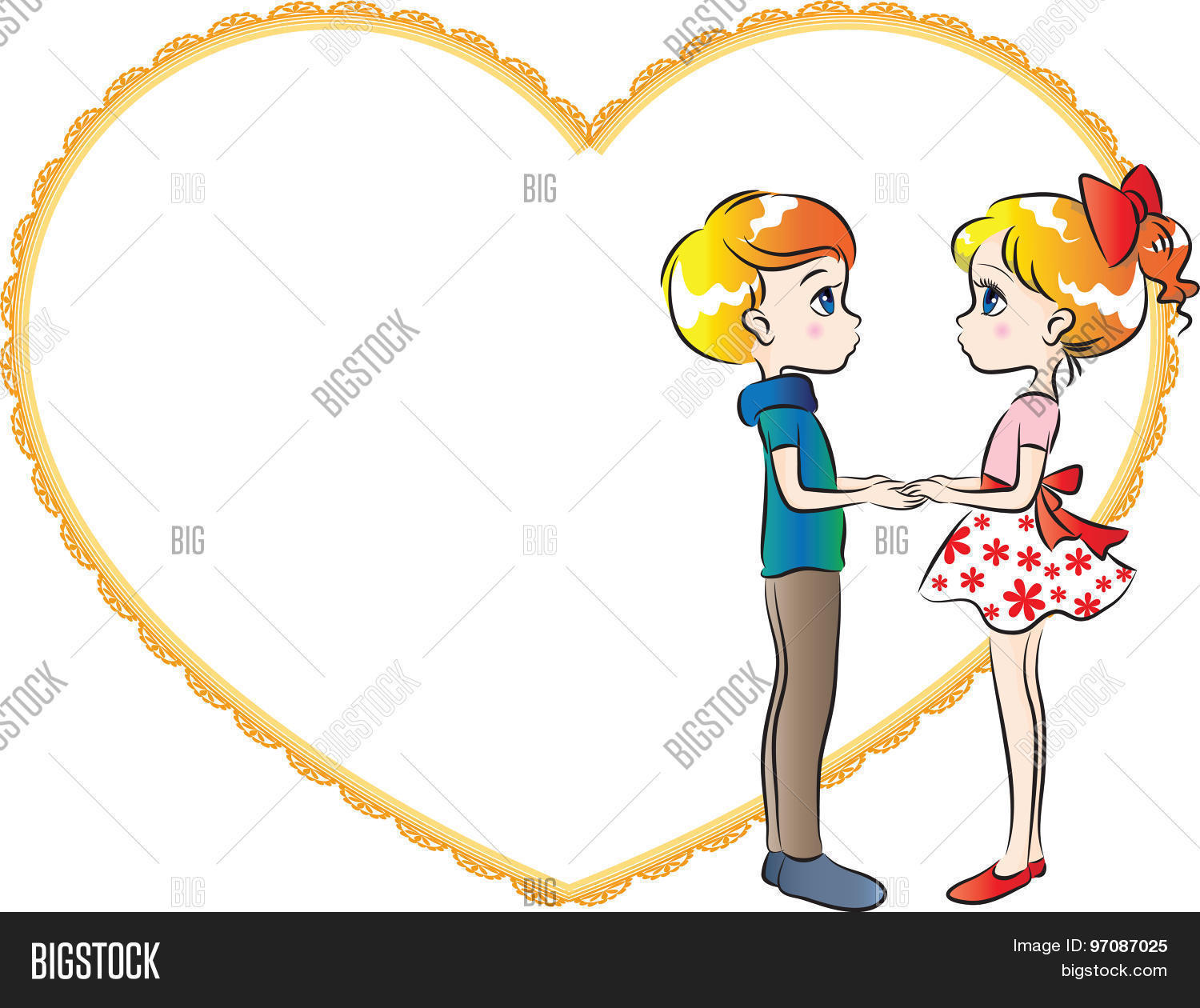 Boy Girl Heart Shape Vector Photo Free Trial Bigstock