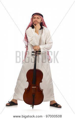 Arab man playing musical instrument