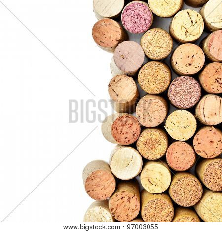 Wine corks isolated on white with copyspace
