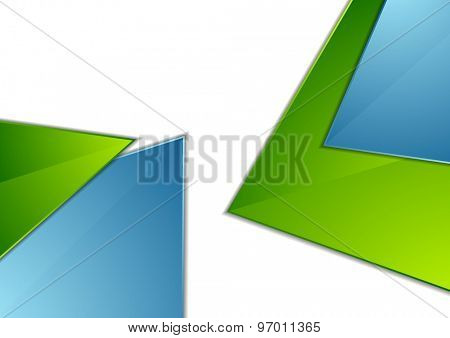 Abstract blue and green angles corporate geometric background. Vector illustration template