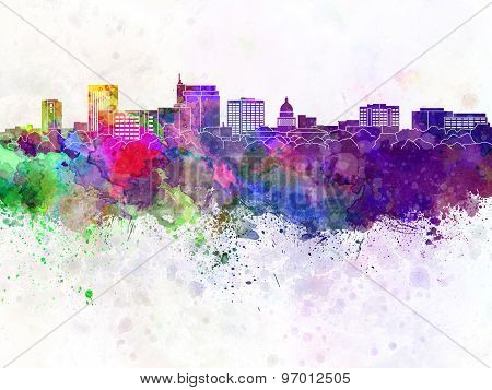 Boise Skyline In Watercolor Background