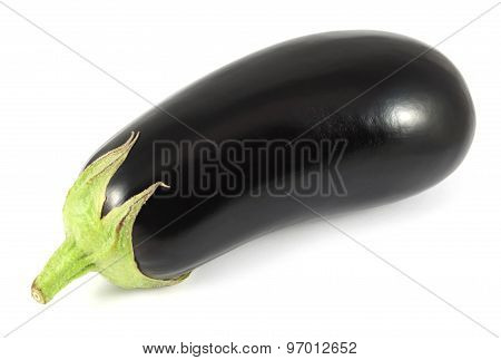 One fresh eggplant isolated on white background