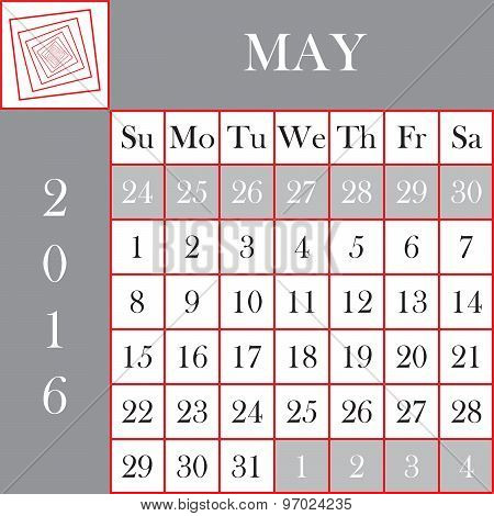 Square Format 2016 Calendar May