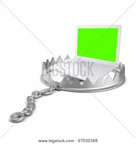 Laptop in bear trap