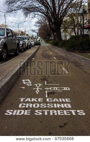 Crossing Road Sign Painted On Ground