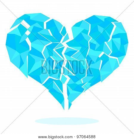 Icy-heart-split-fragments-isolated-on-white-background