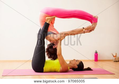Couple Of Women Doing Acroyoga