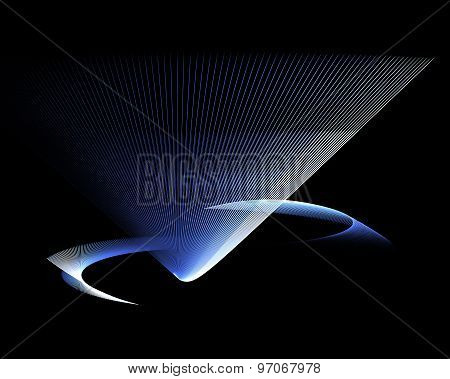 Abstract Fractal Design. Blue Crater On Black.