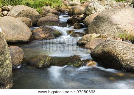 Rocks and flowing water