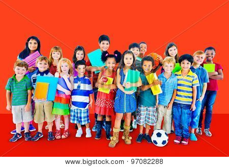 Multiethnic Children Smiling Happiness Friendship Concept