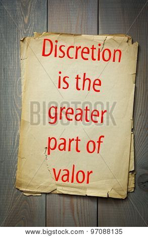 English proverb: Discretion is the greater part of valor. 50 most important english proverbs series