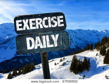 Exercise Daily sign with sky background