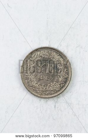 1/2 Switzerland Franken Coin 1987 Silver