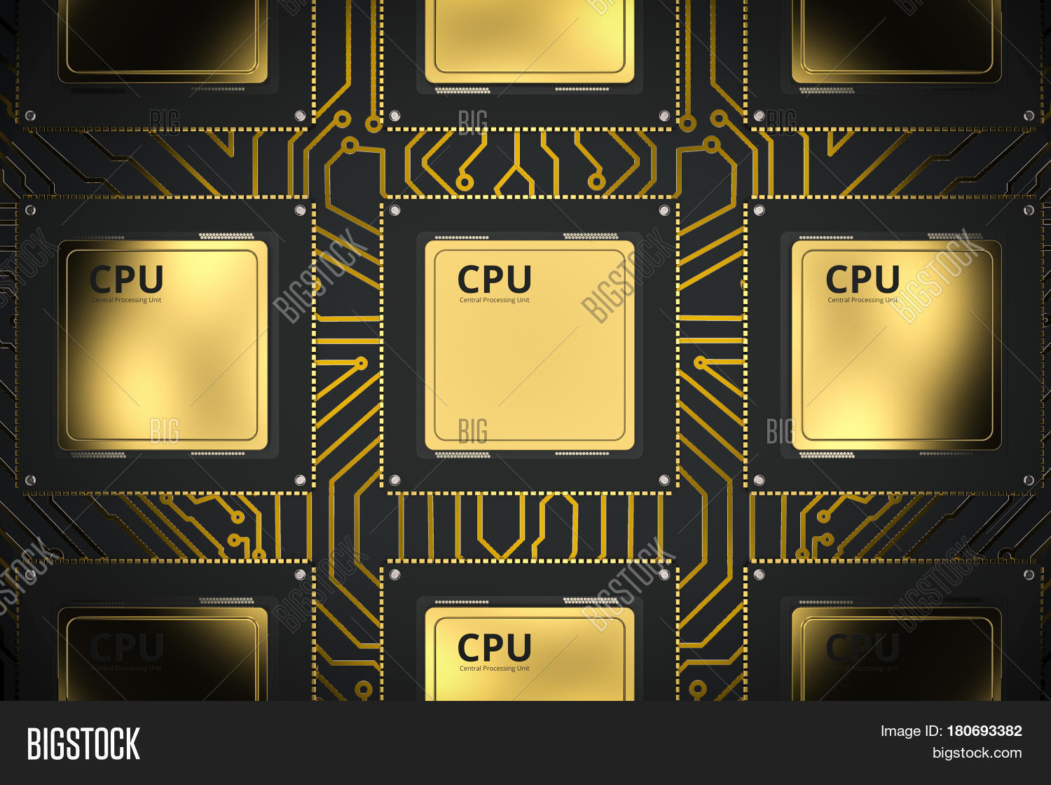 Gold Cpu Chips Row Image & Photo (Free Trial) Bigstock