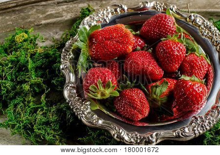 Still Life With Strawberries In A Vintage Style
