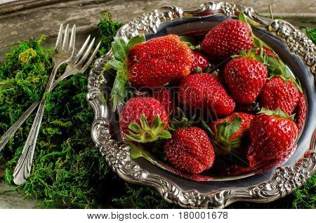 Still Life With Strawberries In A Vintage Style