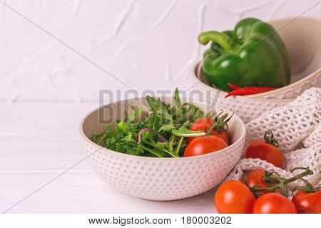 Traditional Bulgarian Salad Shopski With Fresh Vegetables And Feta