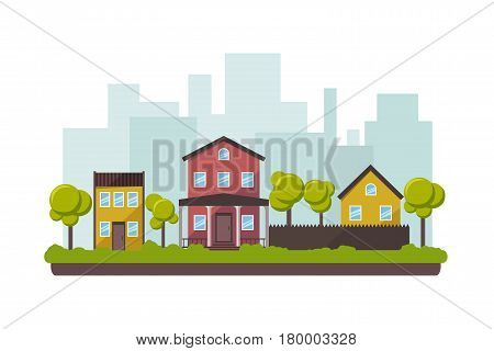 Urban landscape. Vector illustration in flat style.