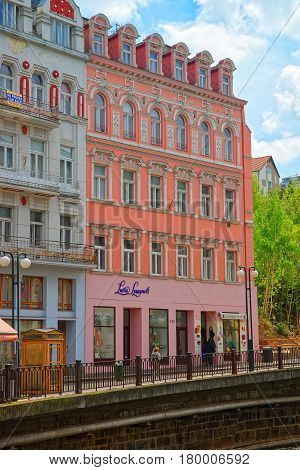 Promenade Street Above Tepla River In Karlovy Vary