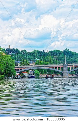 Jirasek Bridge Over Vltava River In Prague