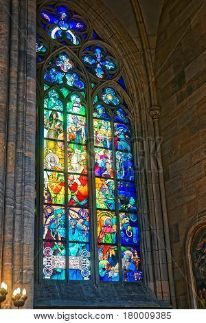 Stained Glass Window Painted By Alphonse Mucha St Vitus Cathedral