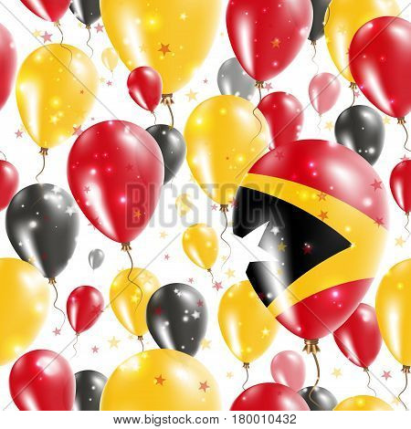 Timor-leste Independence Day Seamless Pattern. Flying Rubber Balloons In Colors Of The East Timorese