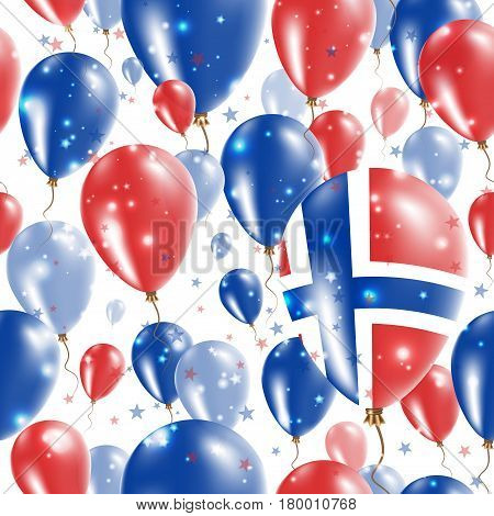 Bouvet Independence Day Seamless Pattern. Flying Rubber Balloons In Colors Of The Bouvet Flag. Happy
