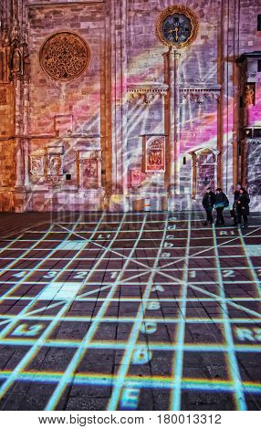 Laser Show At St Stephen Cathedral On Stephansplatz In Vienna