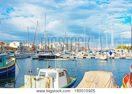 Boats At Msida Marina On Malta