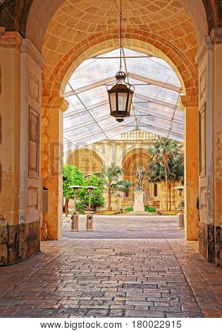 Lantern At Courtyard In Grandmaster Palace Valletta