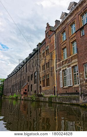 Buildings On Graslei And Korenlei Over Lys River Canal Ghent