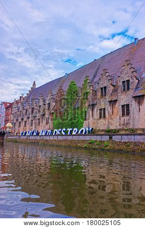 Guild Halls On Graslei And Korenlei At Lys Canal Ghent