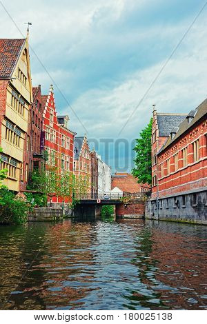 Guildhalls And Buildings On Graslei And Korenlei In Ghent