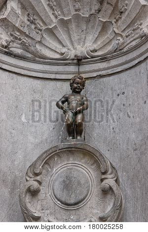 Manneken Pis Fountain Statue In Brussels