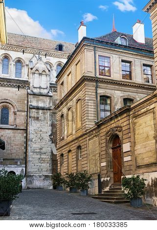 Inner Yard Of St Pierre Cathedral Geneva
