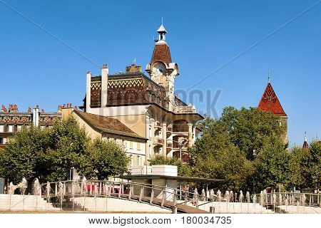Clock Tower Of Touristic Information Center Lausanne