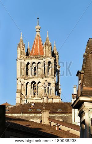 Tower Of Cathedral Of Notre Dame Lausanne