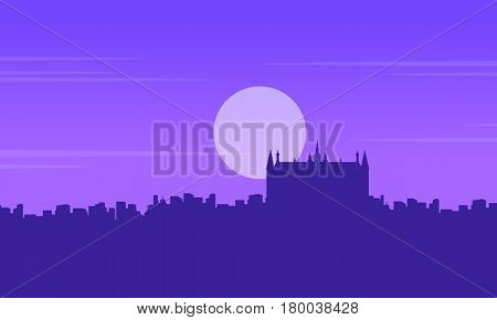 Silhouette of London building Guidhall scenery vector illustration