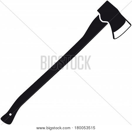 Black silhouette of an ax of a woodcutter on a white background