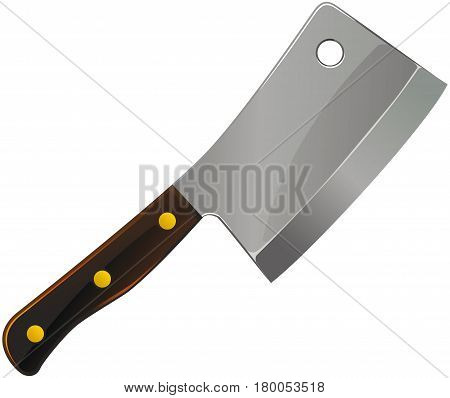 Steel sharp cleaver on a white background
