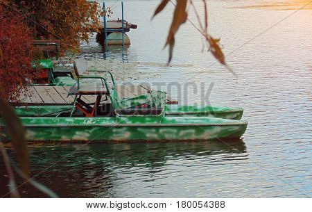 Yacht Catamaran in the tropical sea at sunset Yachting