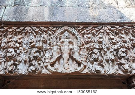 Detail Of Wat Phu Temple In Champasak
