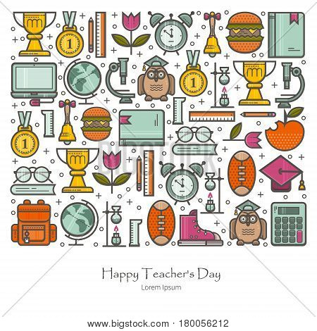 Unique illustration Education. Teacher appreciation in the form of  square. There is place for your text
