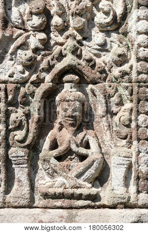 Detail Of Wat Phu Temple In Champasak