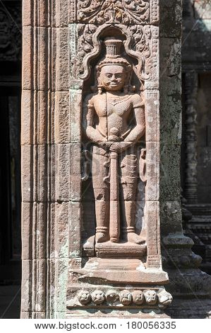 Detail Of Wat Phu Temple In Champasak