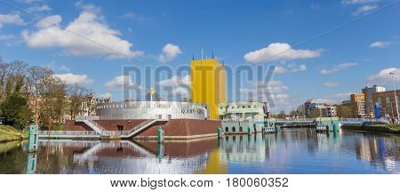GRONINGEN, NETHERLANDS - APRIL 03, 2017: Panorama of the Groningen museum in The Netherlands