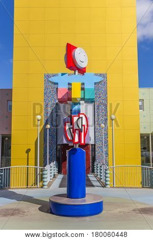 GRONINGEN, NETHERLANDS - APRIL 03, 2017: Modern sculpture in front of the museum in Groningen, Holland