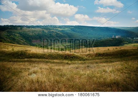 Scenic View Of Chervonohorod Castle Ruins Nyrkiv Village, Ternopil Region, Ukraine