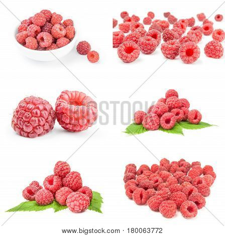 Set of raspberries isolated on a white background with clipping path